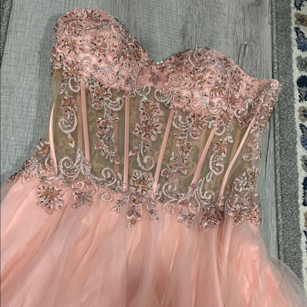 Elegant Strapless Pink Dress